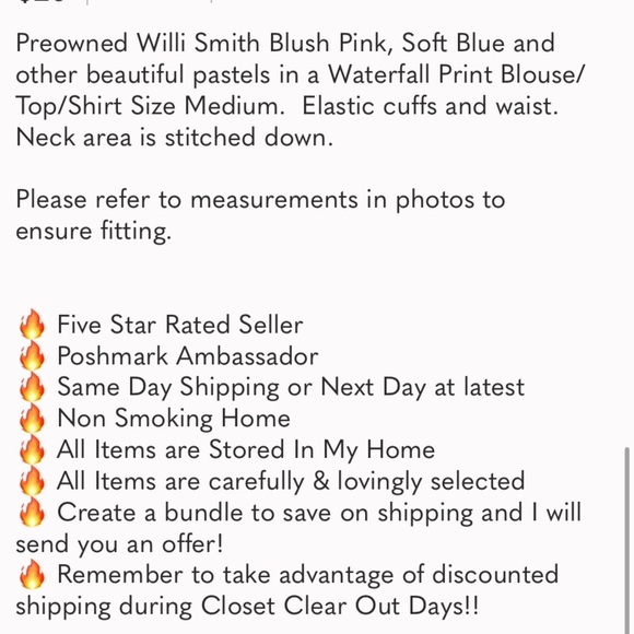 Willi Smith Pink, Blues Waterfall Print Blouse/Top/Shirt Size Medium - Picture 12 of 12